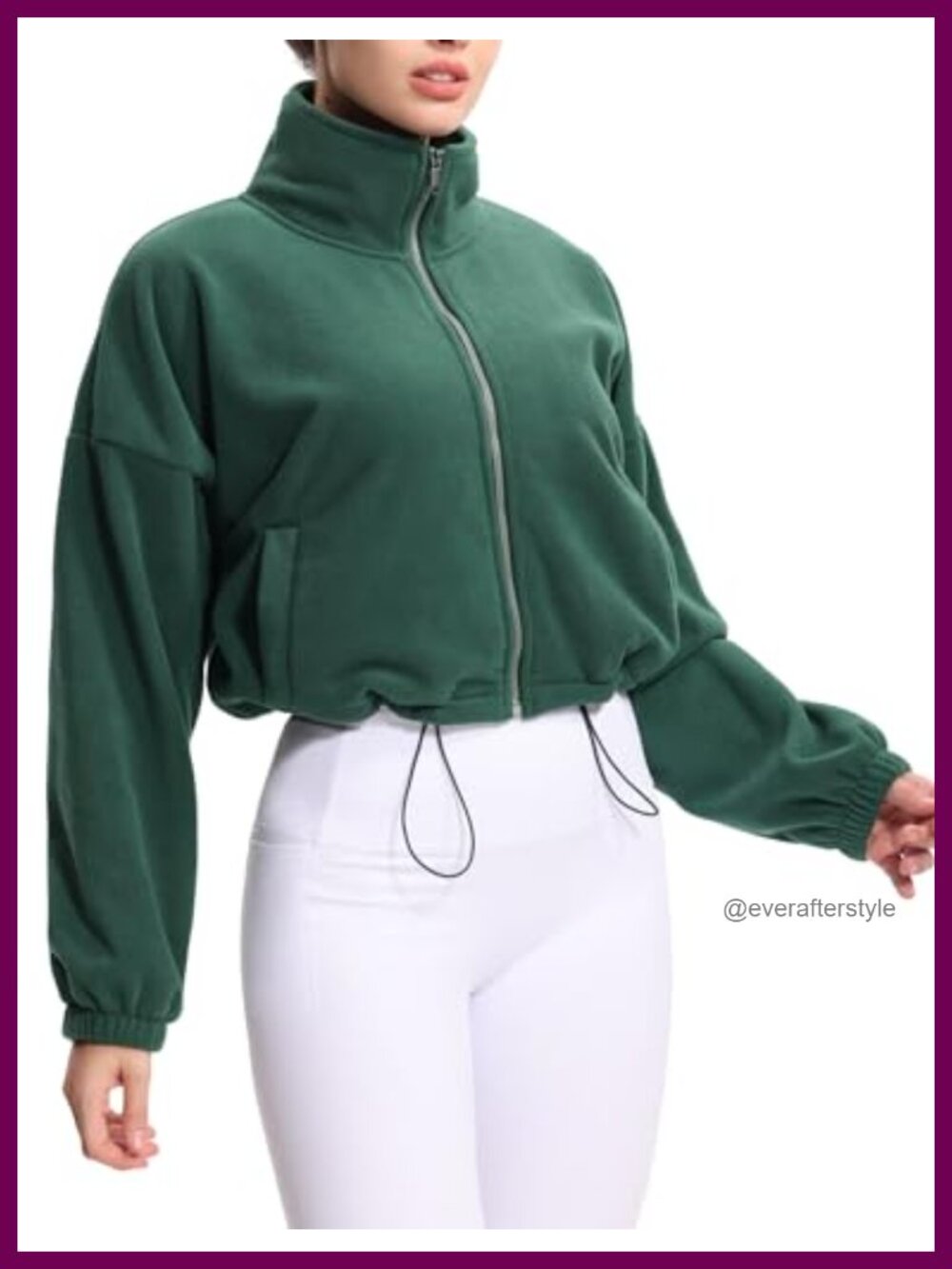 Women's Fleece Cropped Jacket Full Zip Sherpa Coat Cropped Sweatshirt